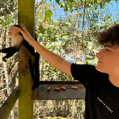With a monkey